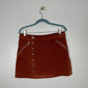 Kuhl Women 6 Orange Red Corduroy Streamline Mini Skirt Zip Pockets Asymmetrical